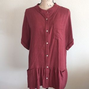 Long tunic like button up top.